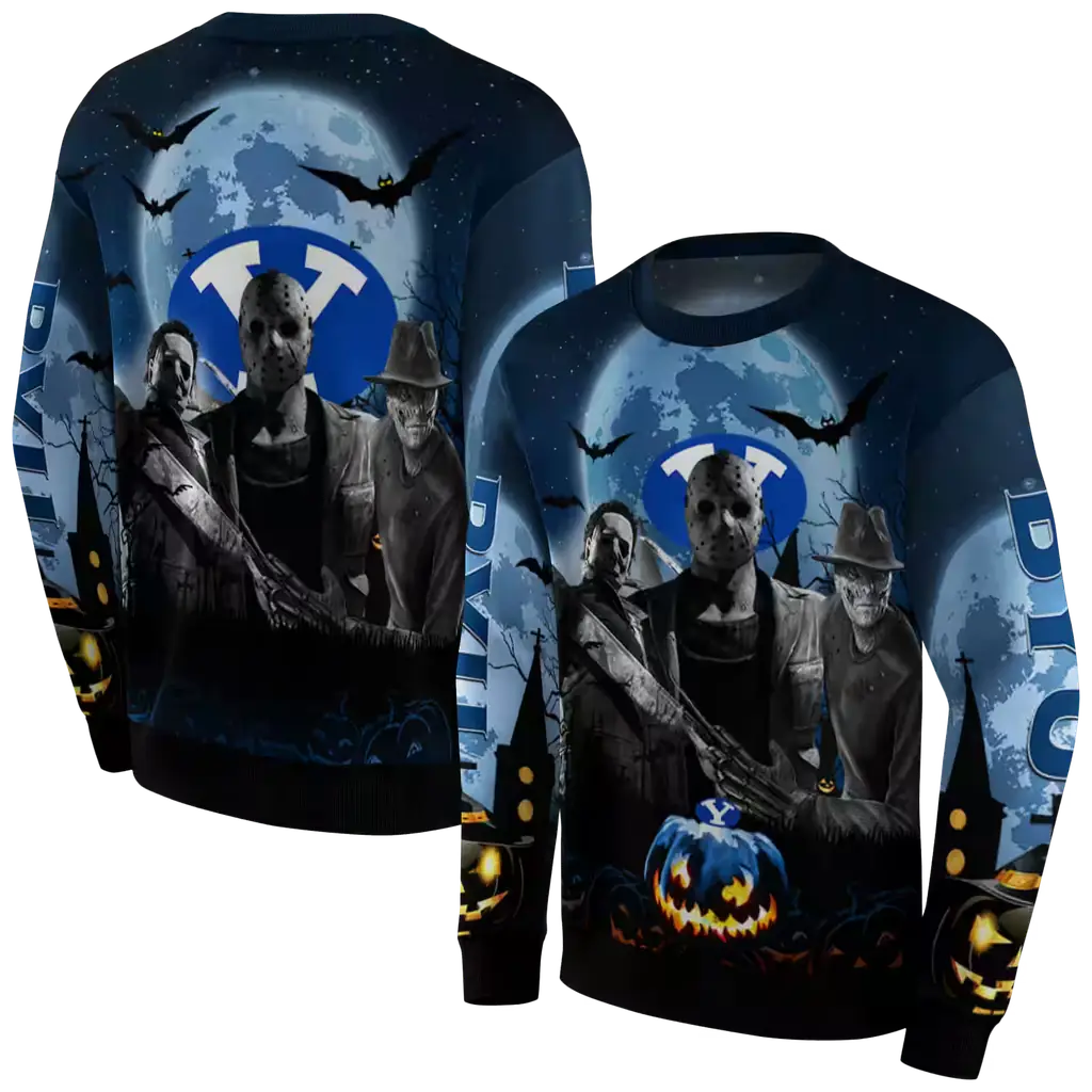 byu cougars halloween vibes blue black hoodie premium grade byu cougars halloween vibes blue black hoodie premium grade