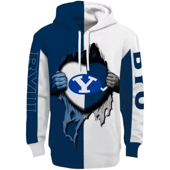 byu cougars heartbeat graphic blue hoodie best selling