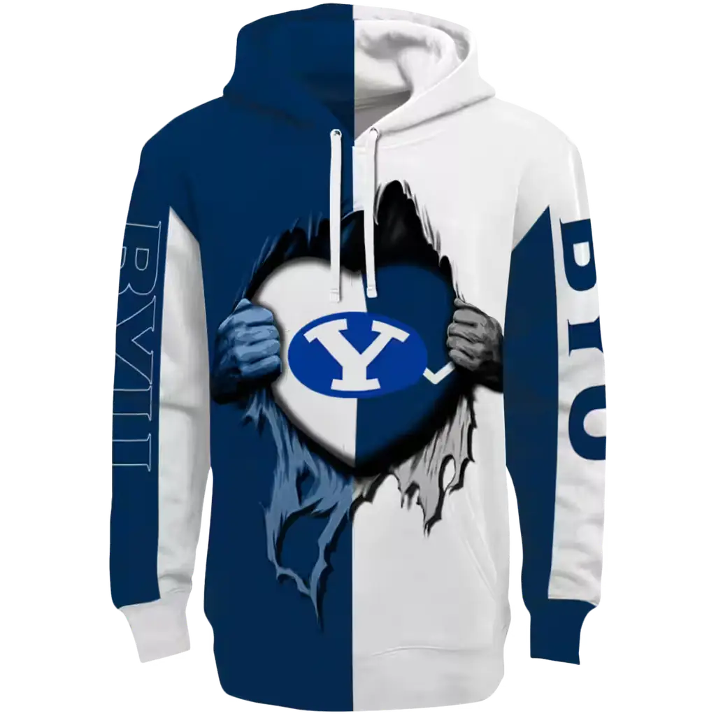 byu cougars heartbeat graphic blue hoodie best selling byu cougars heartbeat graphic blue hoodie best selling
