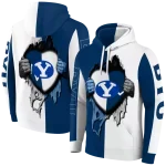 byu cougars heartbeat graphic blue hoodie best selling