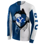 byu cougars heartbeat graphic blue hoodie best selling