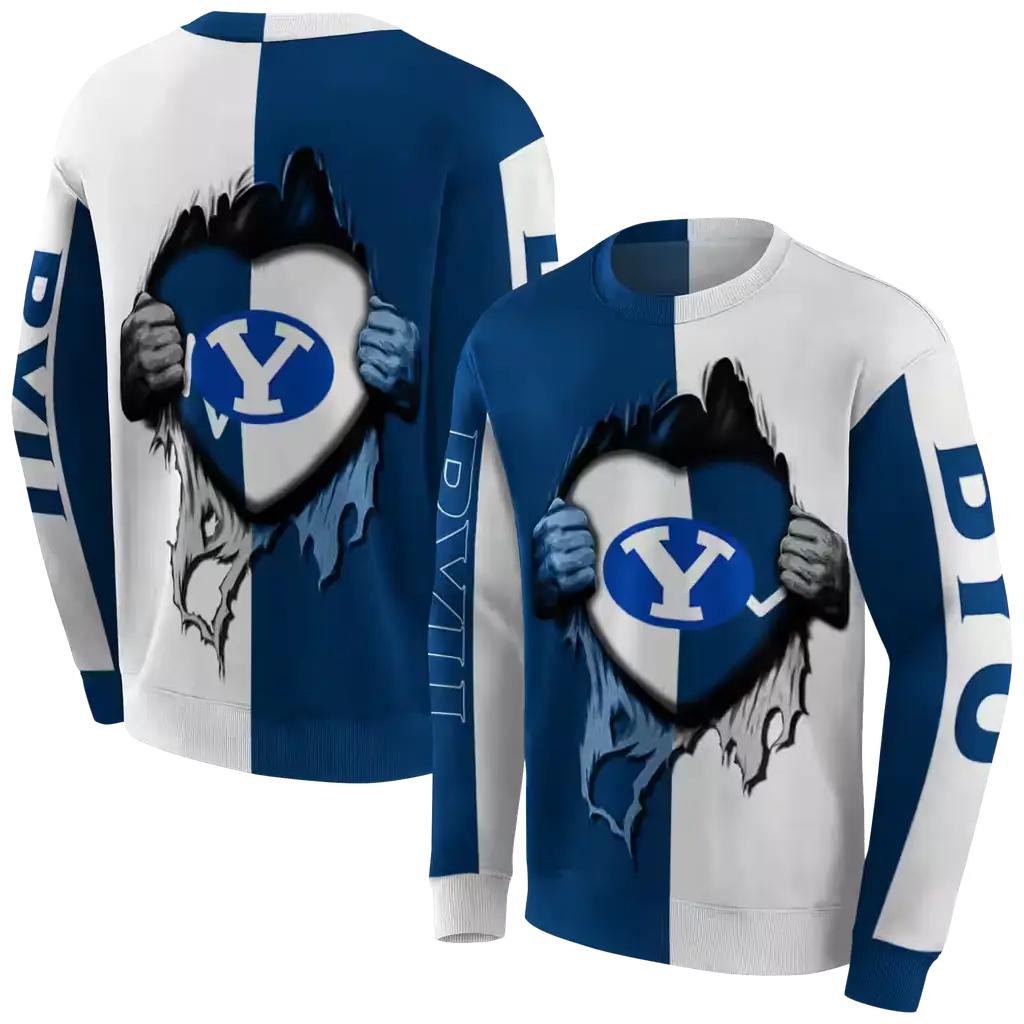 byu cougars heartbeat graphic blue hoodie premium grade byu cougars heartbeat graphic blue hoodie premium grade