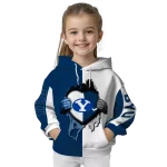 byu cougars heartbeat graphic blue hoodie best selling