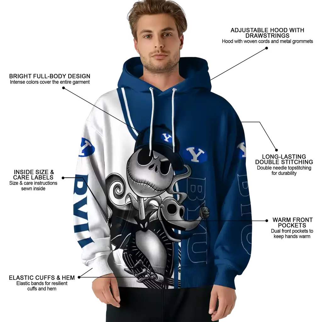 byu cougars jack skellington blue hoodie latest model byu cougars jack skellington blue hoodie latest model