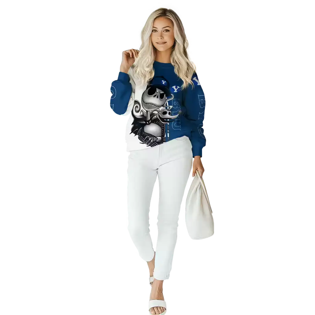 byu cougars jack skellington blue hoodie trendy byu cougars jack skellington blue hoodie trendy