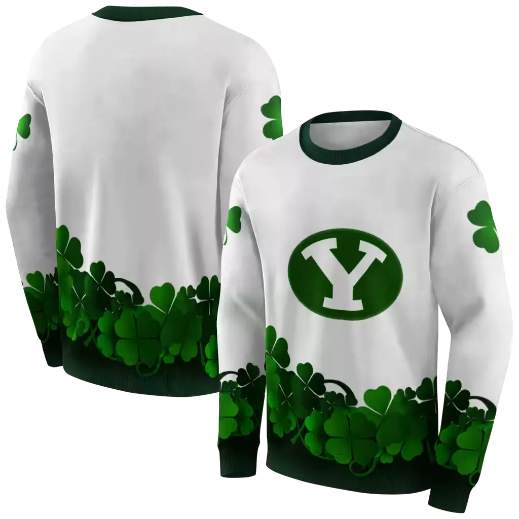 byu cougars lucky motif white green hoodie premium grade byu cougars lucky motif white green hoodie premium grade