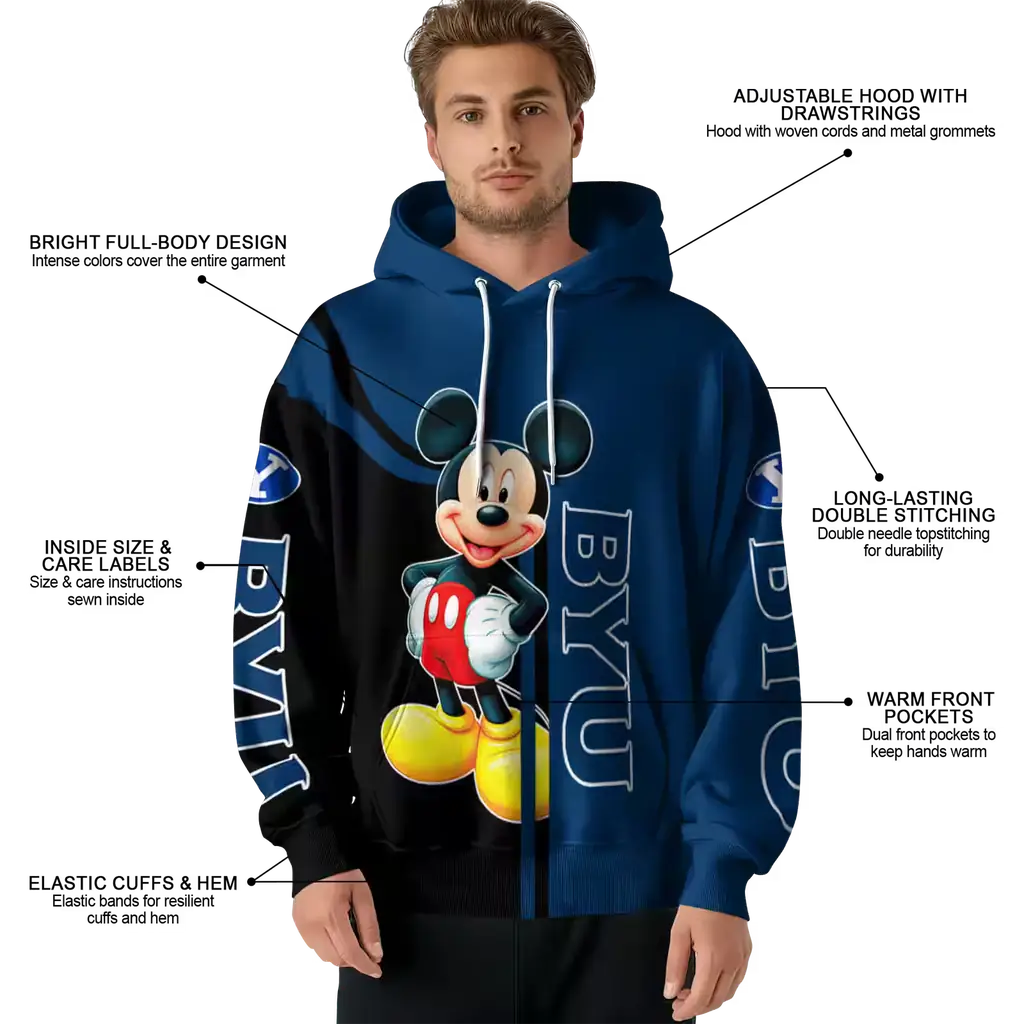 byu cougars mickey mouse blue black hoodie latest model byu cougars mickey mouse blue black hoodie latest model