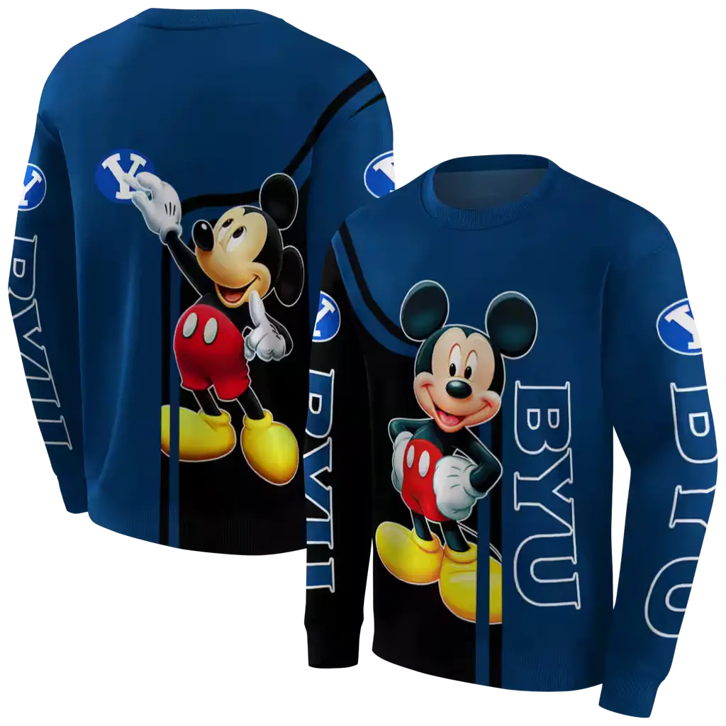 byu cougars mickey mouse blue black hoodie premium grade byu cougars mickey mouse blue black hoodie premium grade