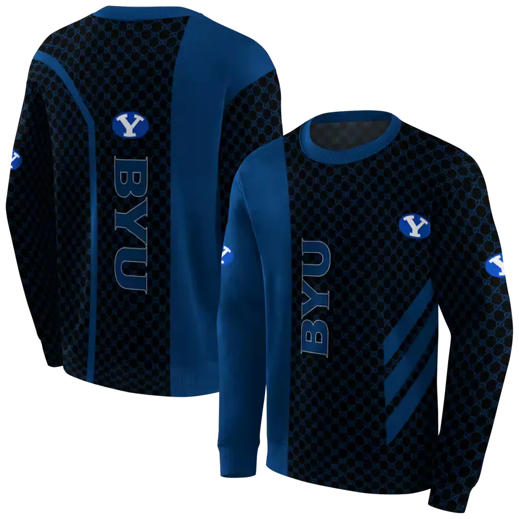 byu cougars monogram pattern blue hoodie premium grade byu cougars monogram pattern blue hoodie premium grade