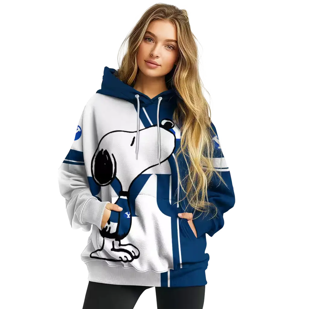byu cougars playful snoopy blue hoodie high quality byu cougars playful snoopy blue hoodie high quality