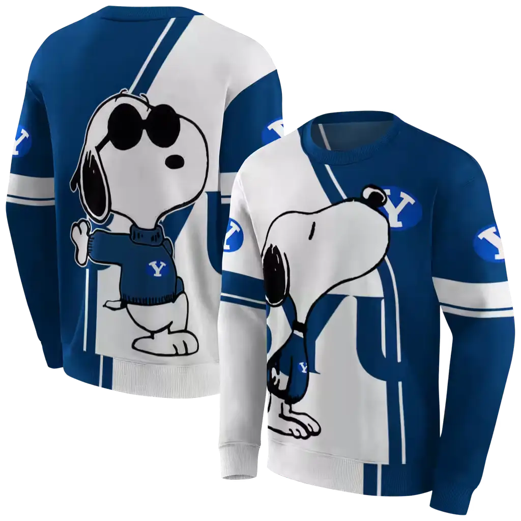 byu cougars playful snoopy blue hoodie premium grade byu cougars playful snoopy blue hoodie premium grade