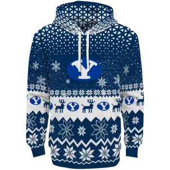 byu cougars reindeer motif blue hoodie best selling