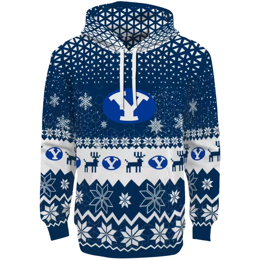byu cougars reindeer motif blue hoodie best selling byu cougars reindeer motif blue hoodie best selling