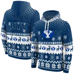 byu cougars reindeer motif blue hoodie best selling