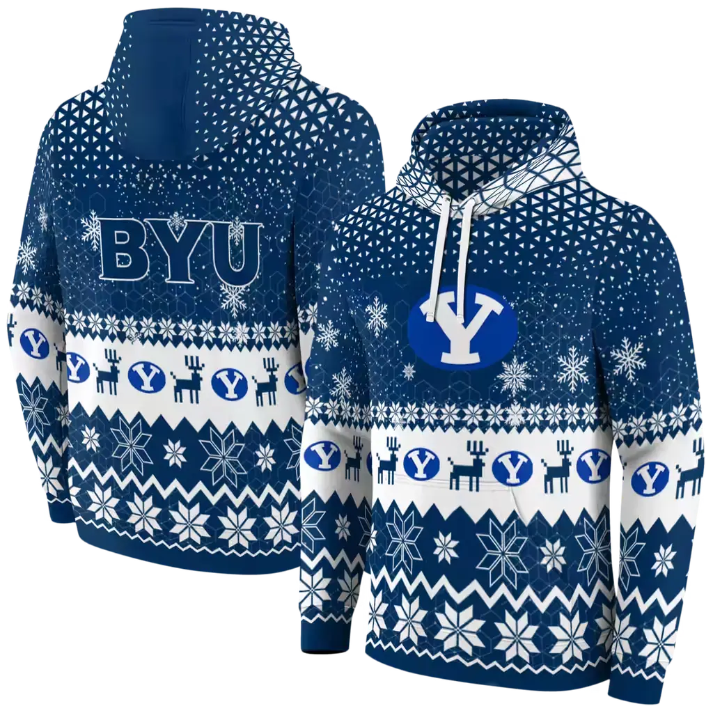 byu cougars reindeer motif blue hoodie fashion forward byu cougars reindeer motif blue hoodie fashion forward