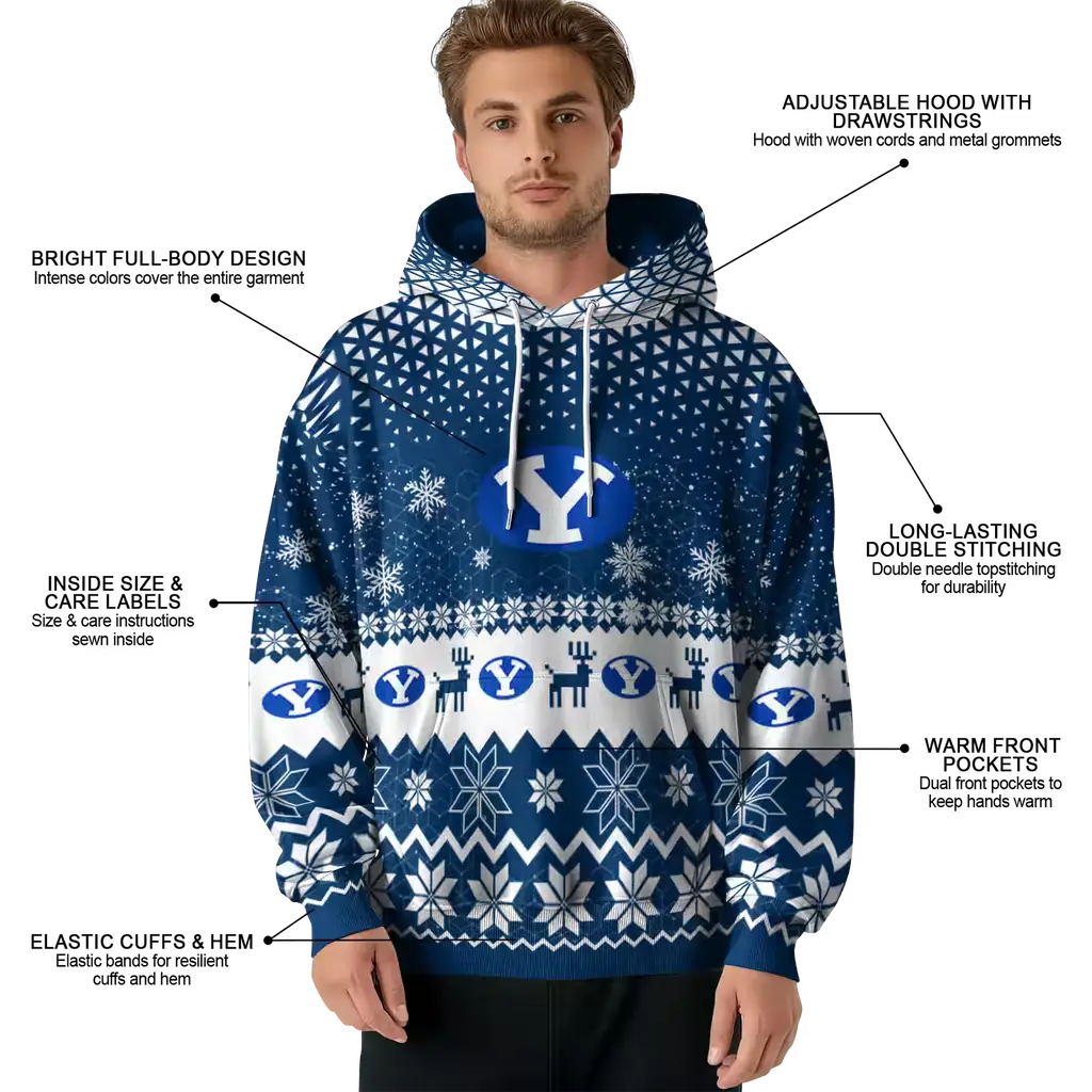 byu cougars reindeer motif blue hoodie latest model byu cougars reindeer motif blue hoodie latest model
