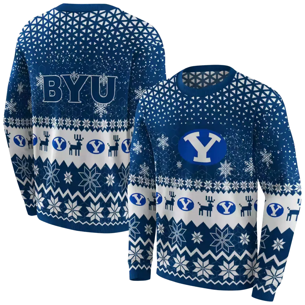 byu cougars reindeer motif blue hoodie premium grade byu cougars reindeer motif blue hoodie premium grade
