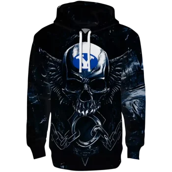 byu cougars skull artwork blue black hoodie best selling