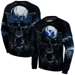 byu cougars skull artwork blue black hoodie best selling