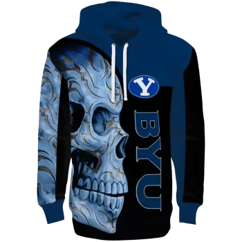 byu cougars skull motif blue black hoodie best selling