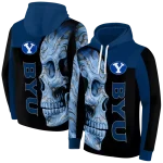 byu cougars skull motif blue black hoodie best selling