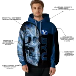 byu cougars skull motif blue black hoodie best selling