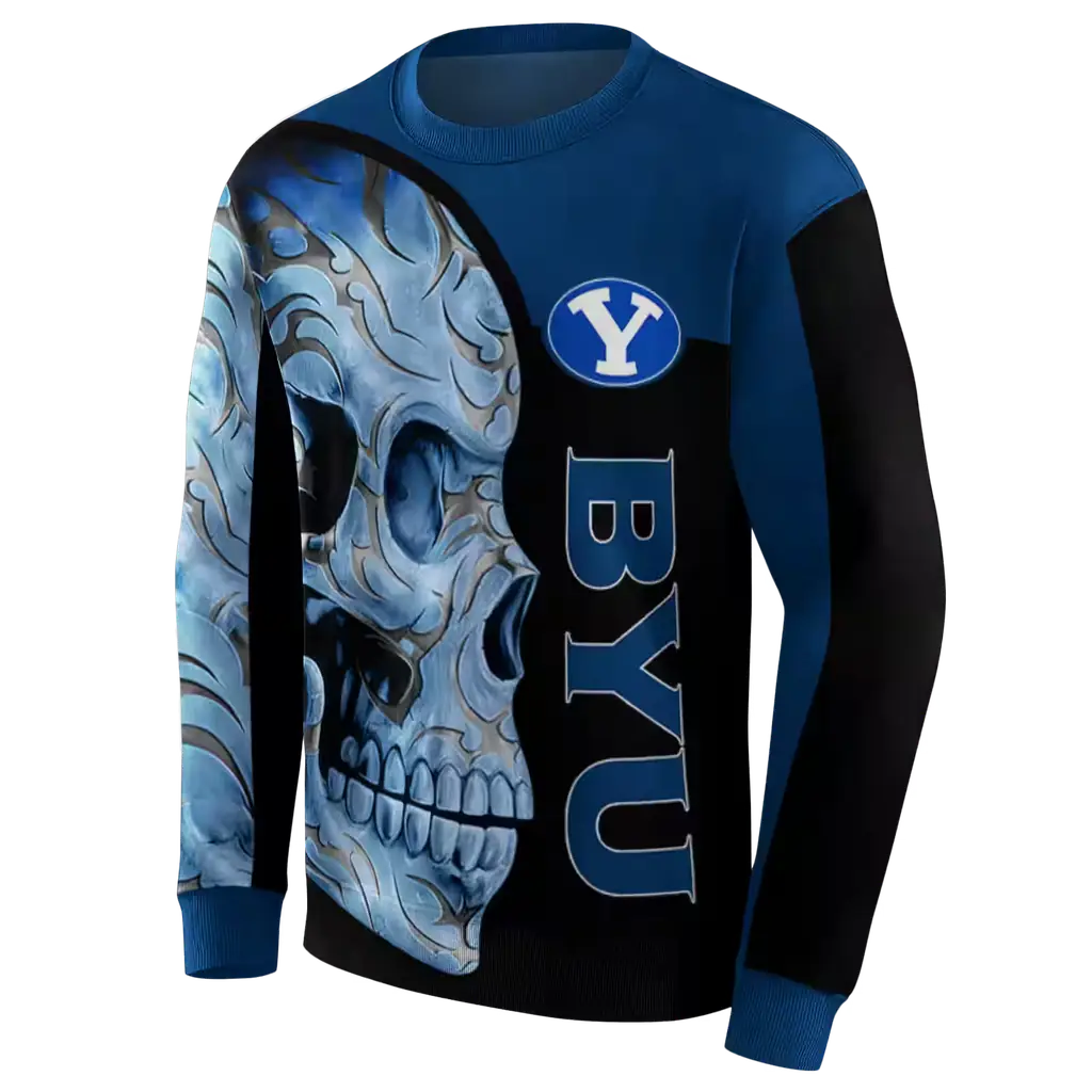 byu cougars skull motif blue black hoodie new arrival byu cougars skull motif blue black hoodie new arrival