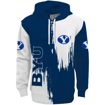 byu cougars splatter effect blue hoodie best selling