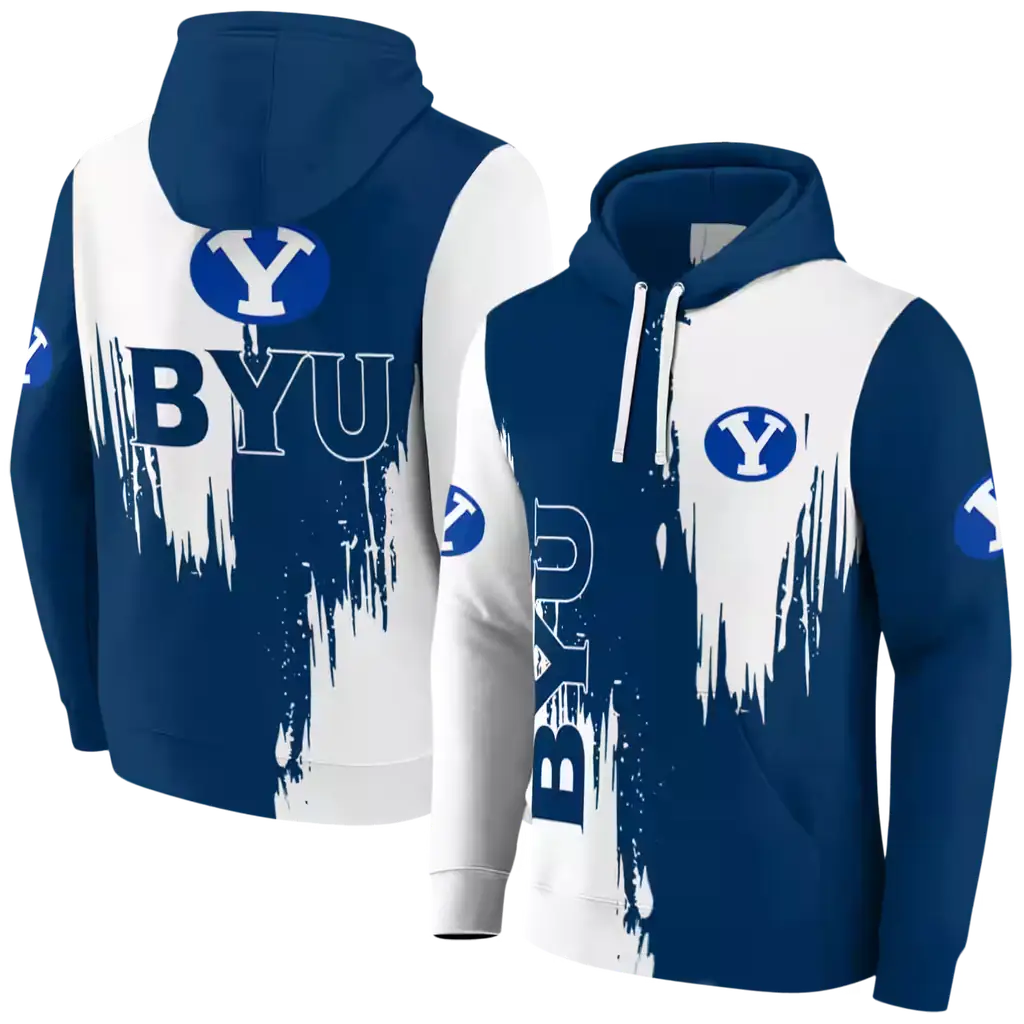 byu cougars splatter effect blue hoodie fashion forward byu cougars splatter effect blue hoodie fashion forward