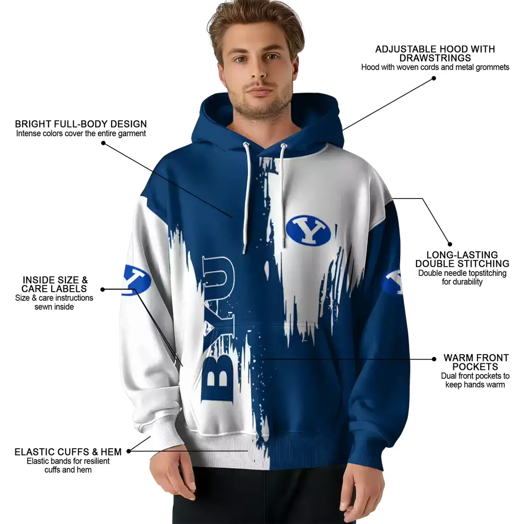 byu cougars splatter effect blue hoodie latest model byu cougars splatter effect blue hoodie latest model