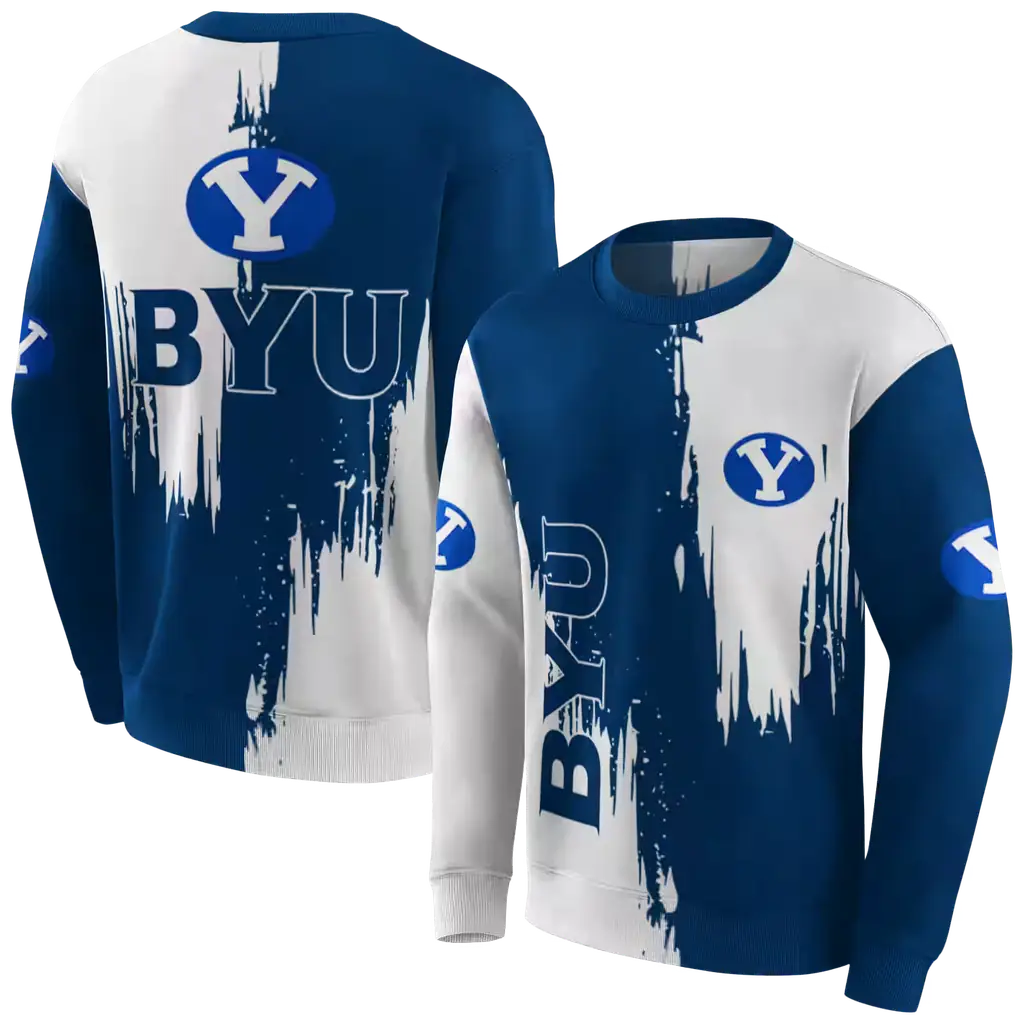 byu cougars splatter effect blue hoodie premium grade byu cougars splatter effect blue hoodie premium grade