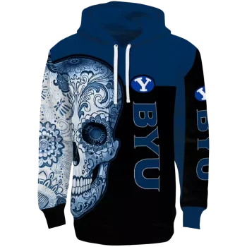 byu cougars sugar skull blue black hoodie best selling