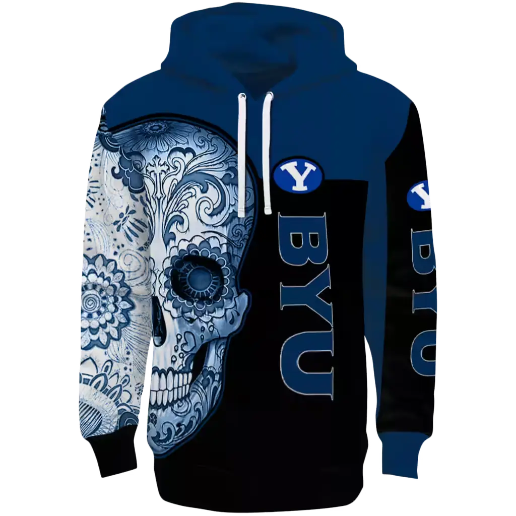 byu cougars sugar skull blue black hoodie best selling byu cougars sugar skull blue black hoodie best selling