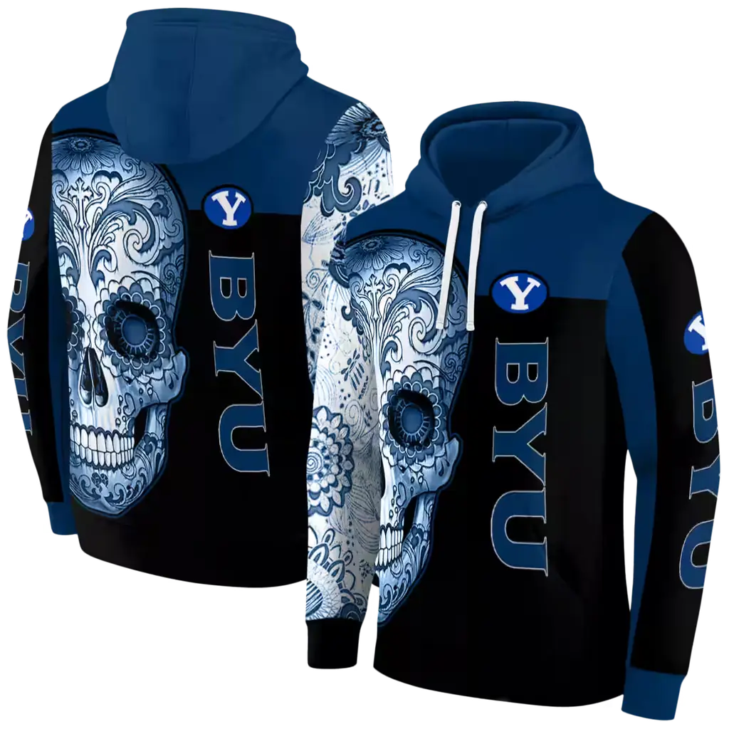byu cougars sugar skull blue black hoodie fashion forward byu cougars sugar skull blue black hoodie fashion forward