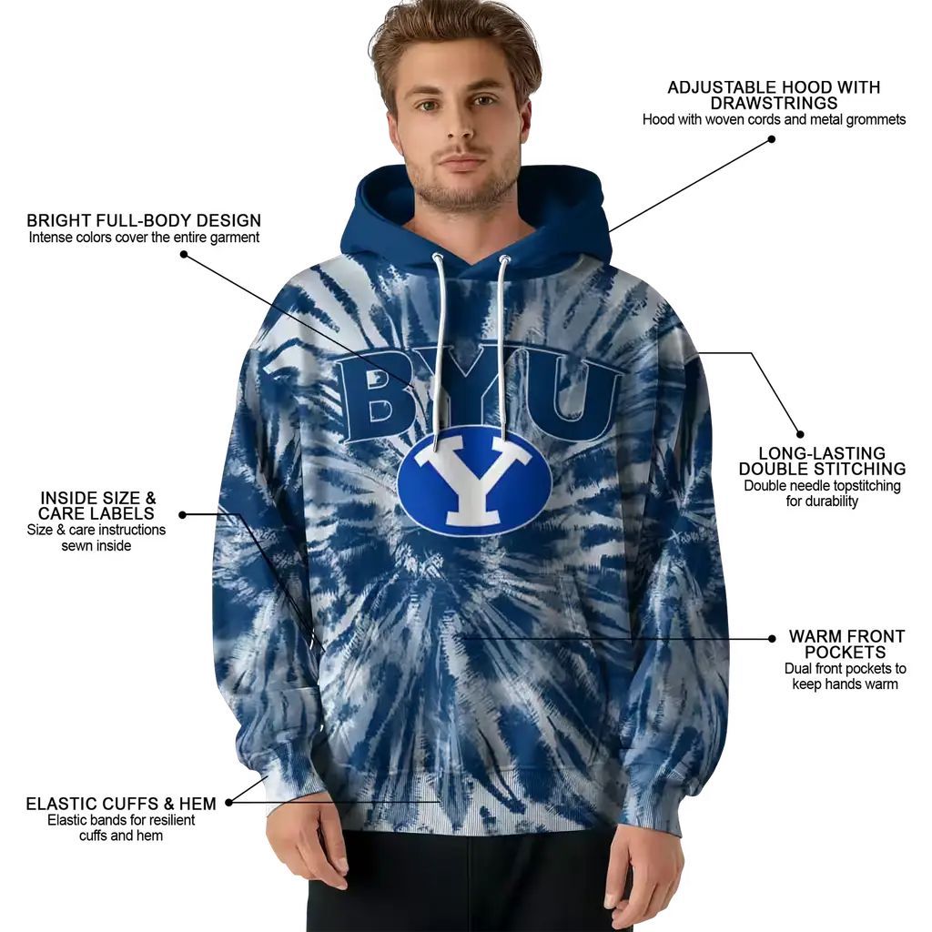 byu cougars tie dye pattern blue hoodie latest model byu cougars tie dye pattern blue hoodie latest model