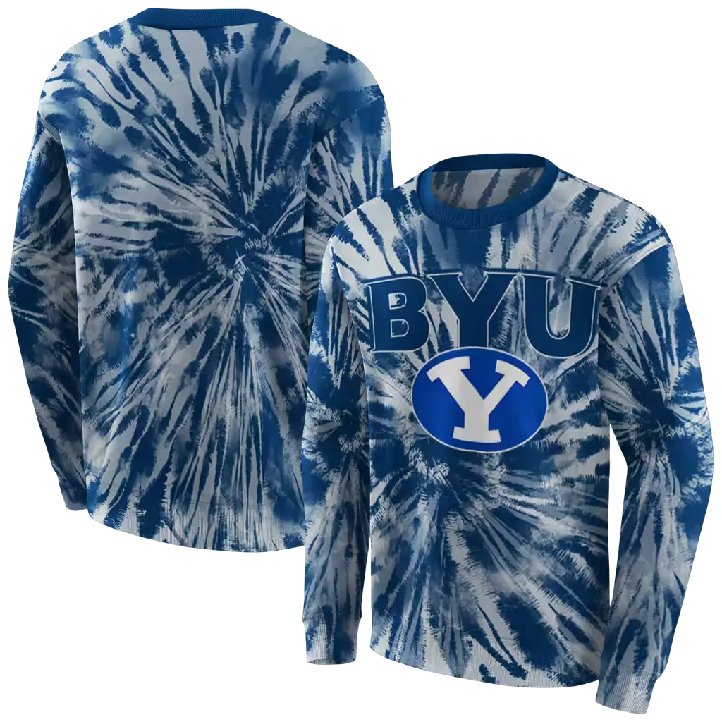byu cougars tie dye pattern blue hoodie premium grade byu cougars tie dye pattern blue hoodie premium grade