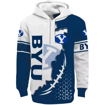 byu cougars triangular pattern blue white hoodie best selling