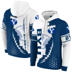 byu cougars triangular pattern blue white hoodie best selling