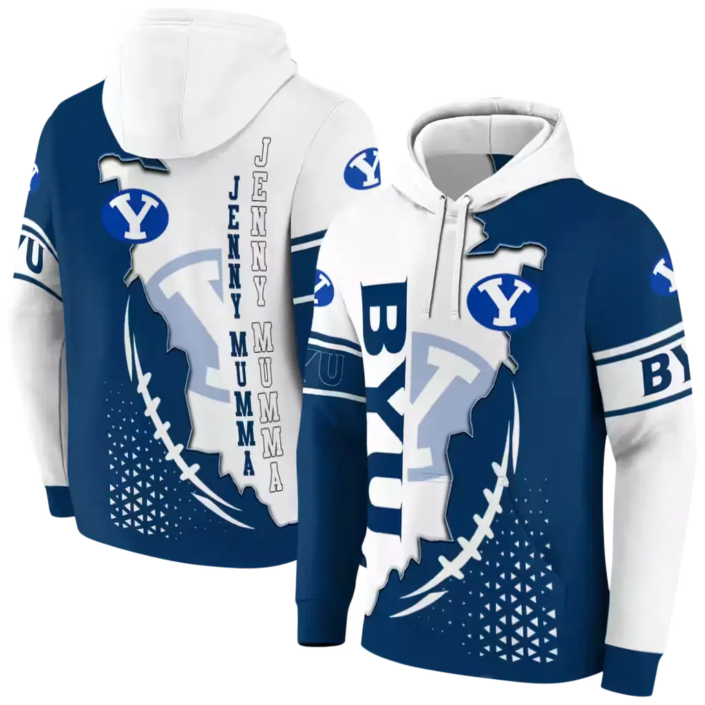 byu cougars triangular pattern blue white hoodie fashion forward byu cougars triangular pattern blue white hoodie fashion forward
