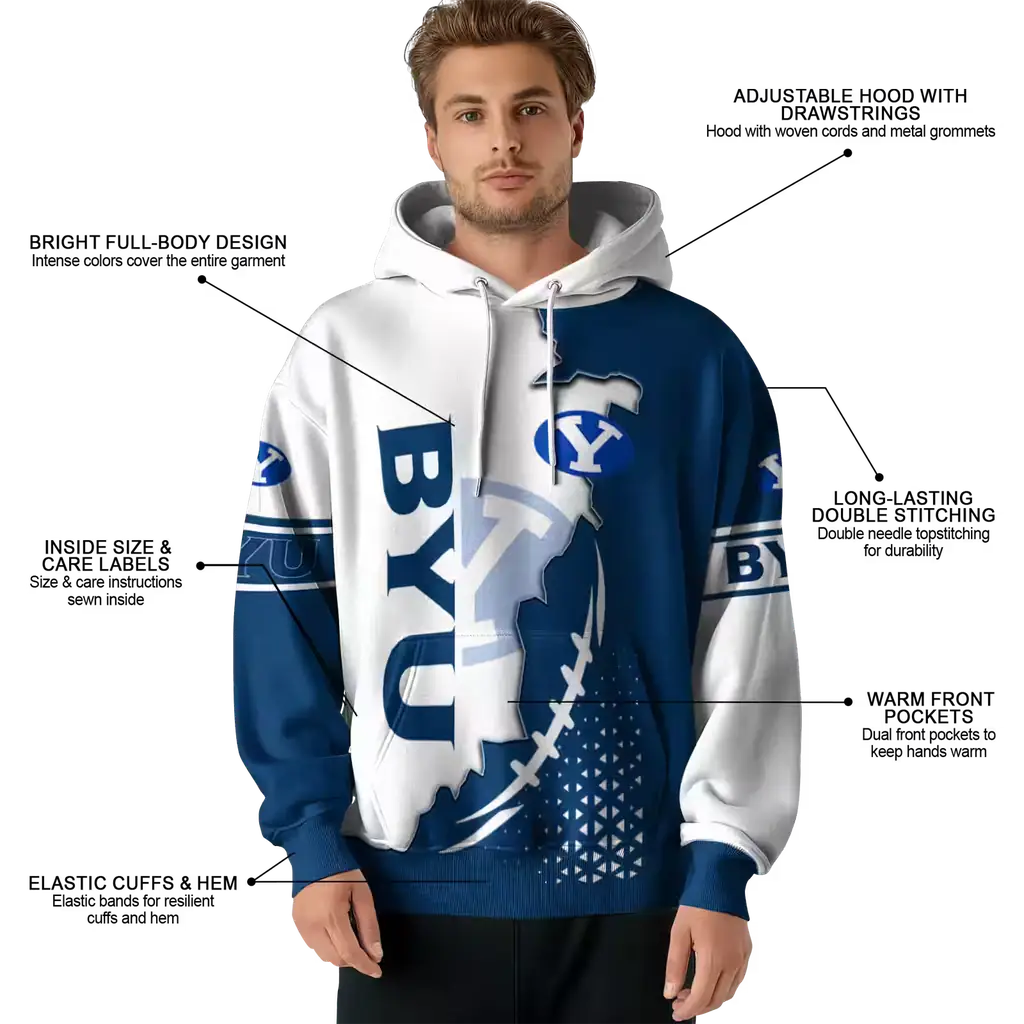 byu cougars triangular pattern blue white hoodie latest model byu cougars triangular pattern blue white hoodie latest model