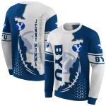 byu cougars triangular pattern blue white hoodie best selling