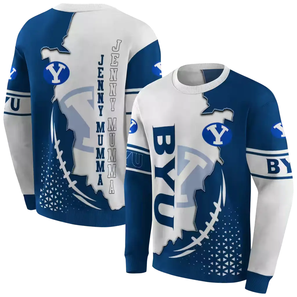 byu cougars triangular pattern blue white hoodie premium grade byu cougars triangular pattern blue white hoodie premium grade