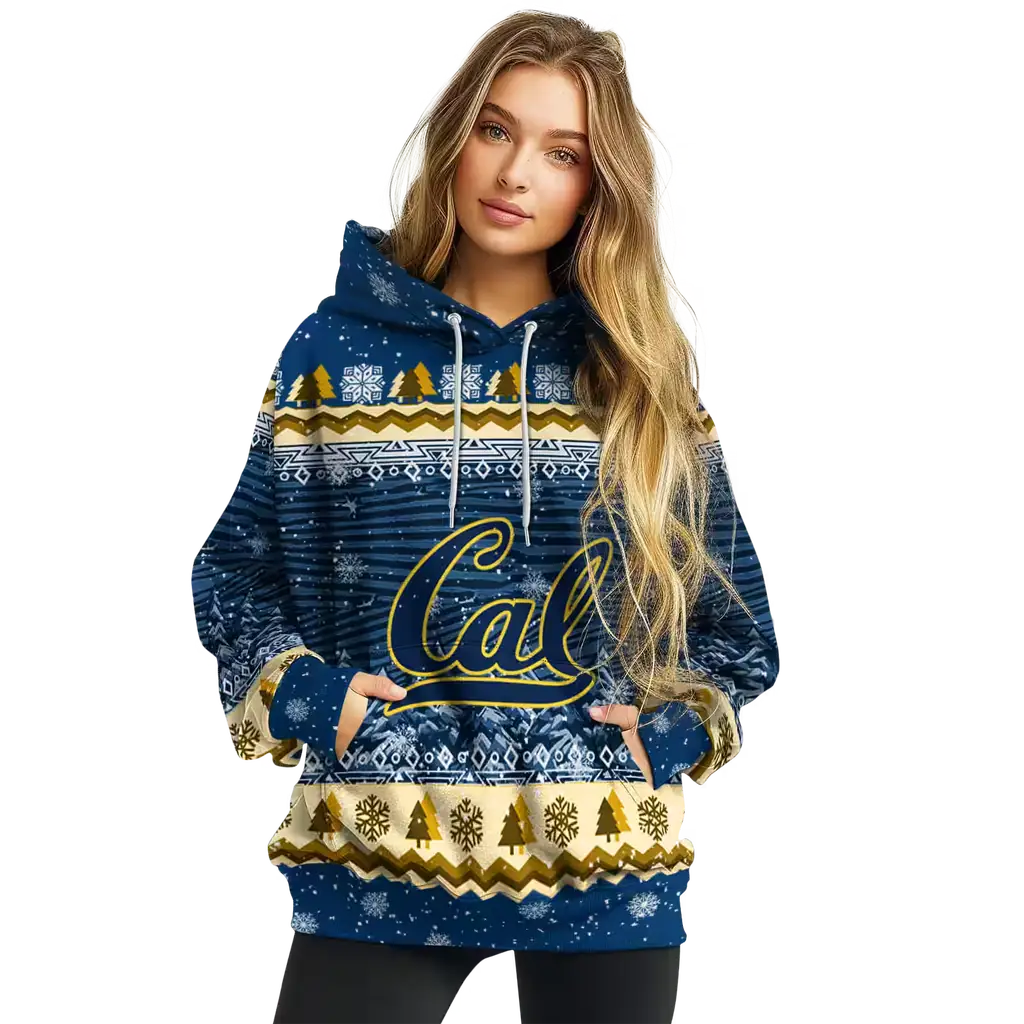 california golden bears christmas trees blue hoodie high quality california golden bears christmas trees blue hoodie high quality