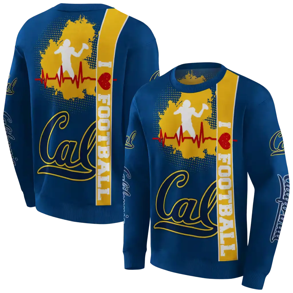 california golden bears football heartbeat blue hoodie premium grade california golden bears football heartbeat blue hoodie premium grade
