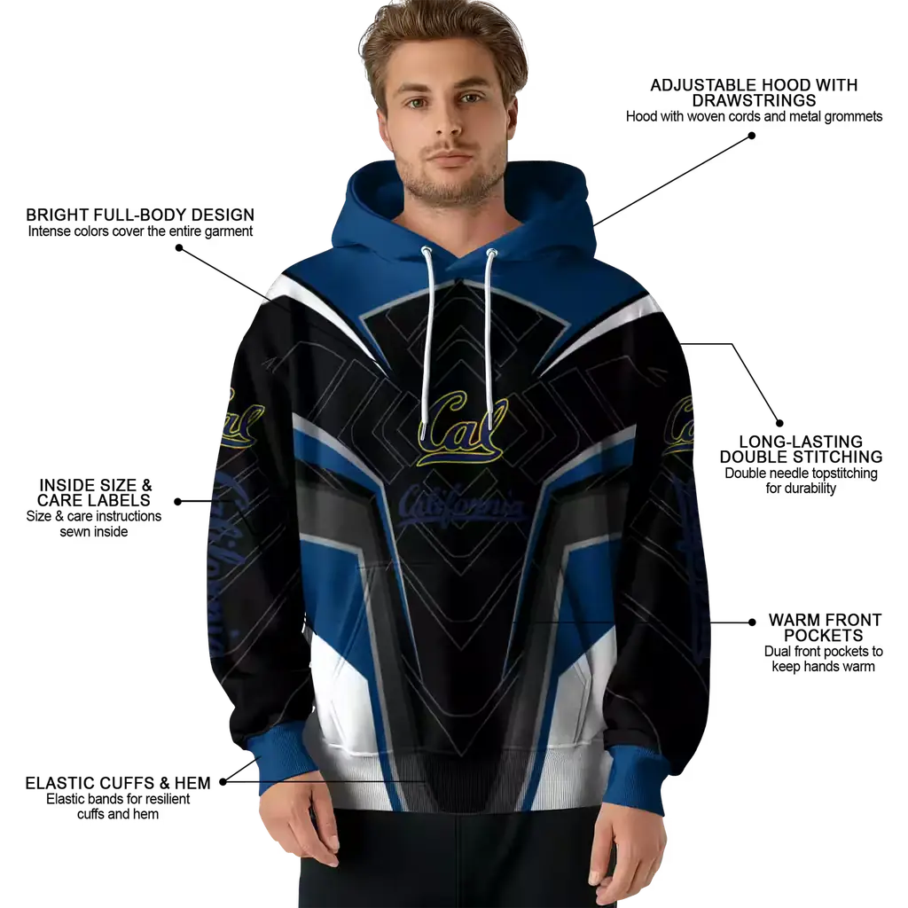 california golden bears futuristic pattern blue black hoodie latest model california golden bears futuristic pattern blue black hoodie latest model
