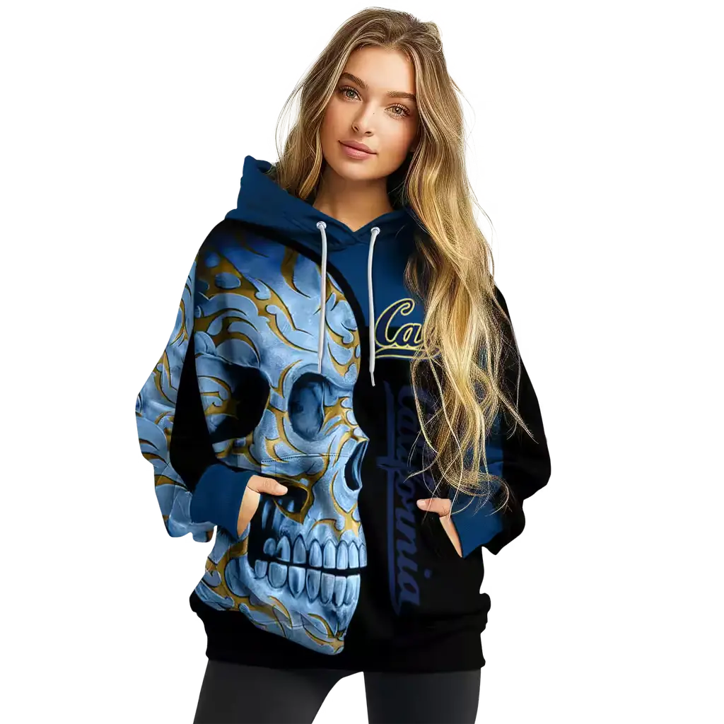 california golden bears skull motif blue black hoodie high quality california golden bears skull motif blue black hoodie high quality