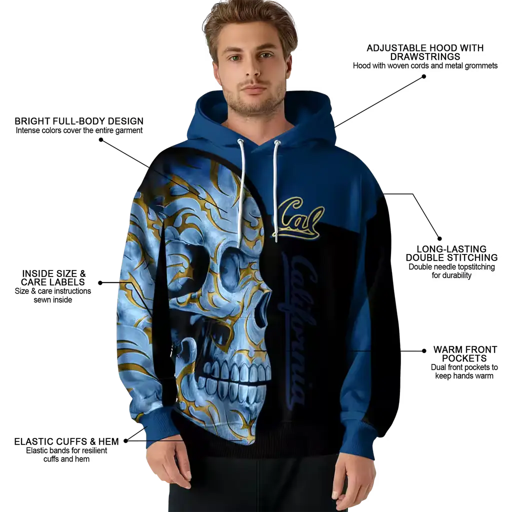 california golden bears skull motif blue black hoodie latest model california golden bears skull motif blue black hoodie latest model
