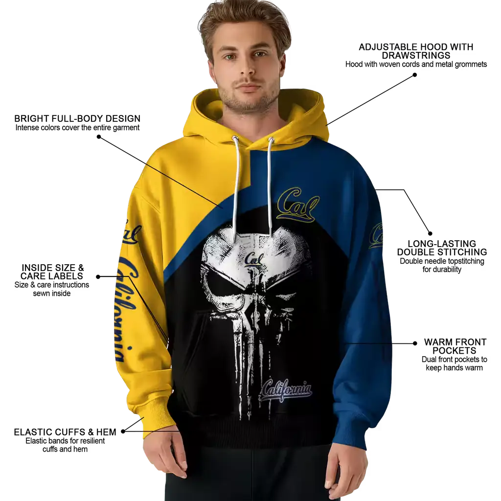 california golden bears skull punisher gold black hoodie latest model california golden bears skull punisher gold black hoodie latest model