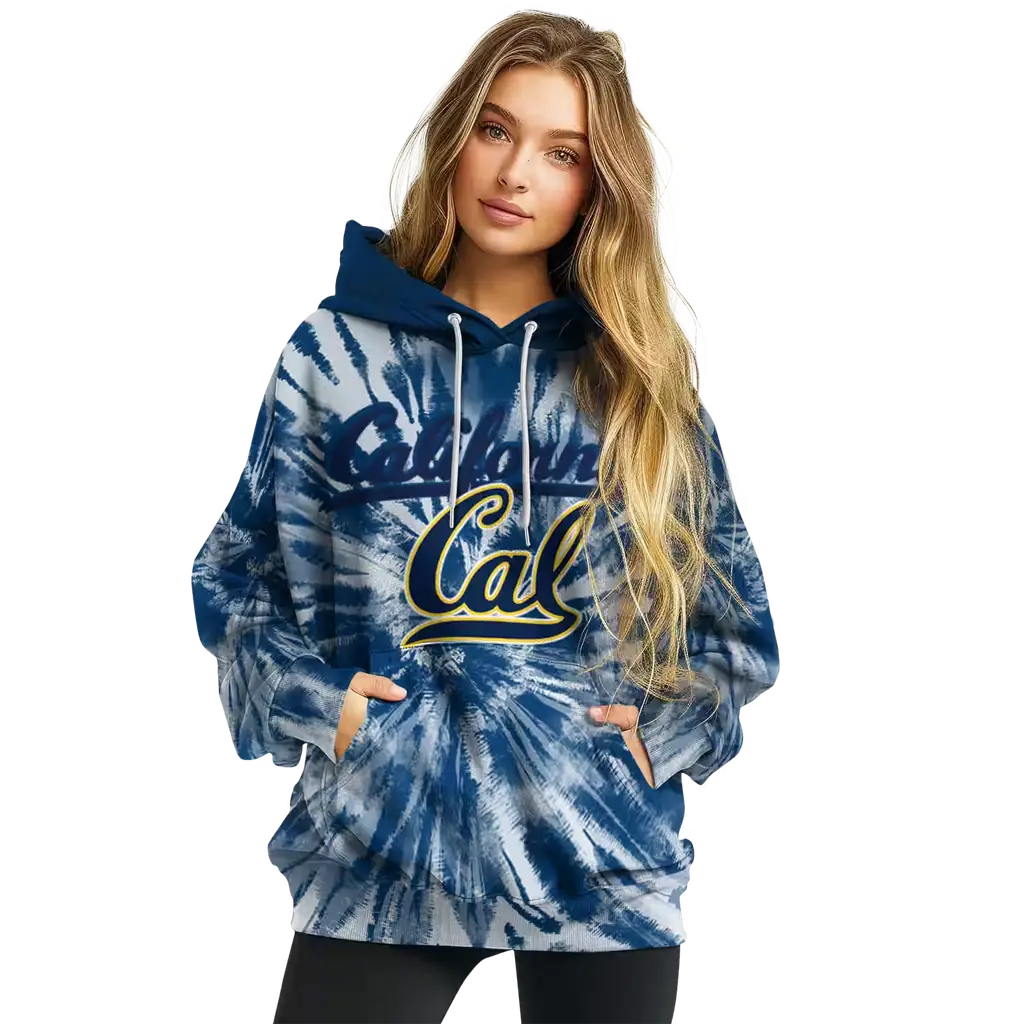california golden bears tie dye pattern blue hoodie high quality california golden bears tie dye pattern blue hoodie high quality