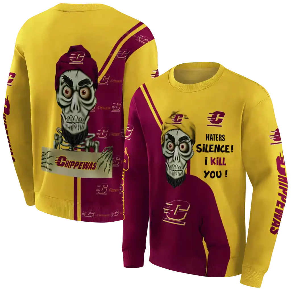 central michigan chippewas achmed skull maroon hoodie premium grade central michigan chippewas achmed skull maroon hoodie premium grade